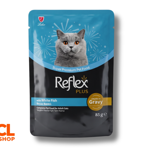 Reflex Plus Gravy Jöle İçinde Beyaz Balıklı Yetişkin Kedi Yaş Maması 85 gr