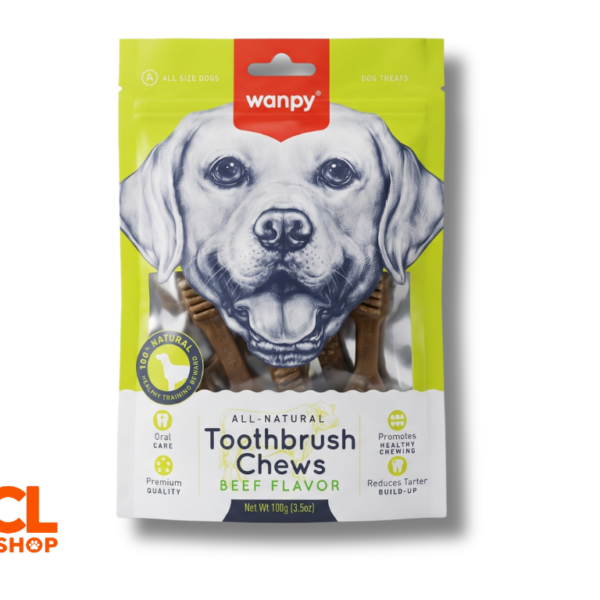 Wanpy Dog Chews Toothbrush Beef Flavor Ağız ve Diş Sağlığı İçin Sığır Etli Köpek Çiğneme Ödülü 100 gr