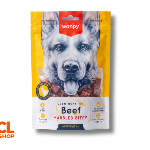 Wanpy Oven-Roasted Beef Marbled Bites Fırınlanmış Sığır Etli Küp Ödül Maması 100 gr